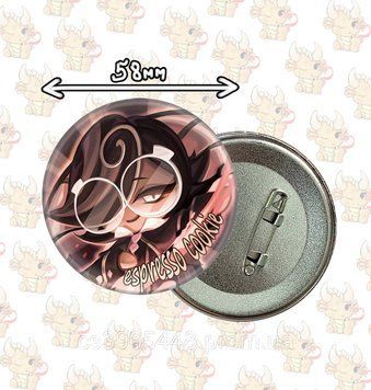 Значок металевий 58мм з Espresso Cookie з гри Cookie Run: Kindom 2666029471 фото