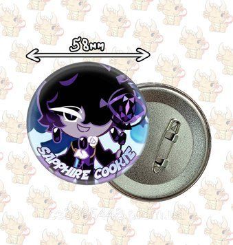 Значок металевий 58мм з Black Sapphire Cookie з гри Cookie Run: Kindom 2666022211 фото